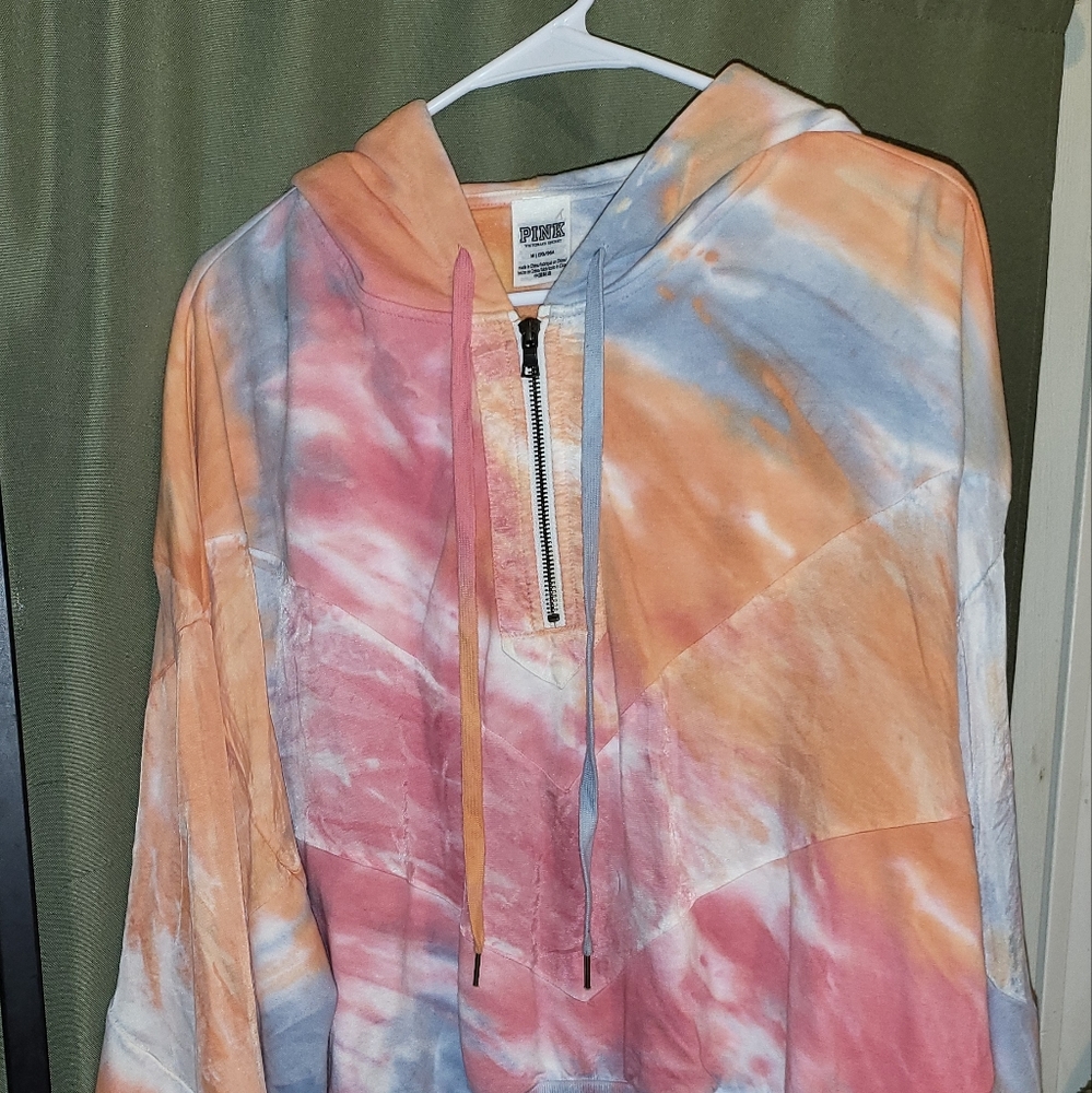 Victoria Secret Pink crop tie dye 1/4 zip hoodie
